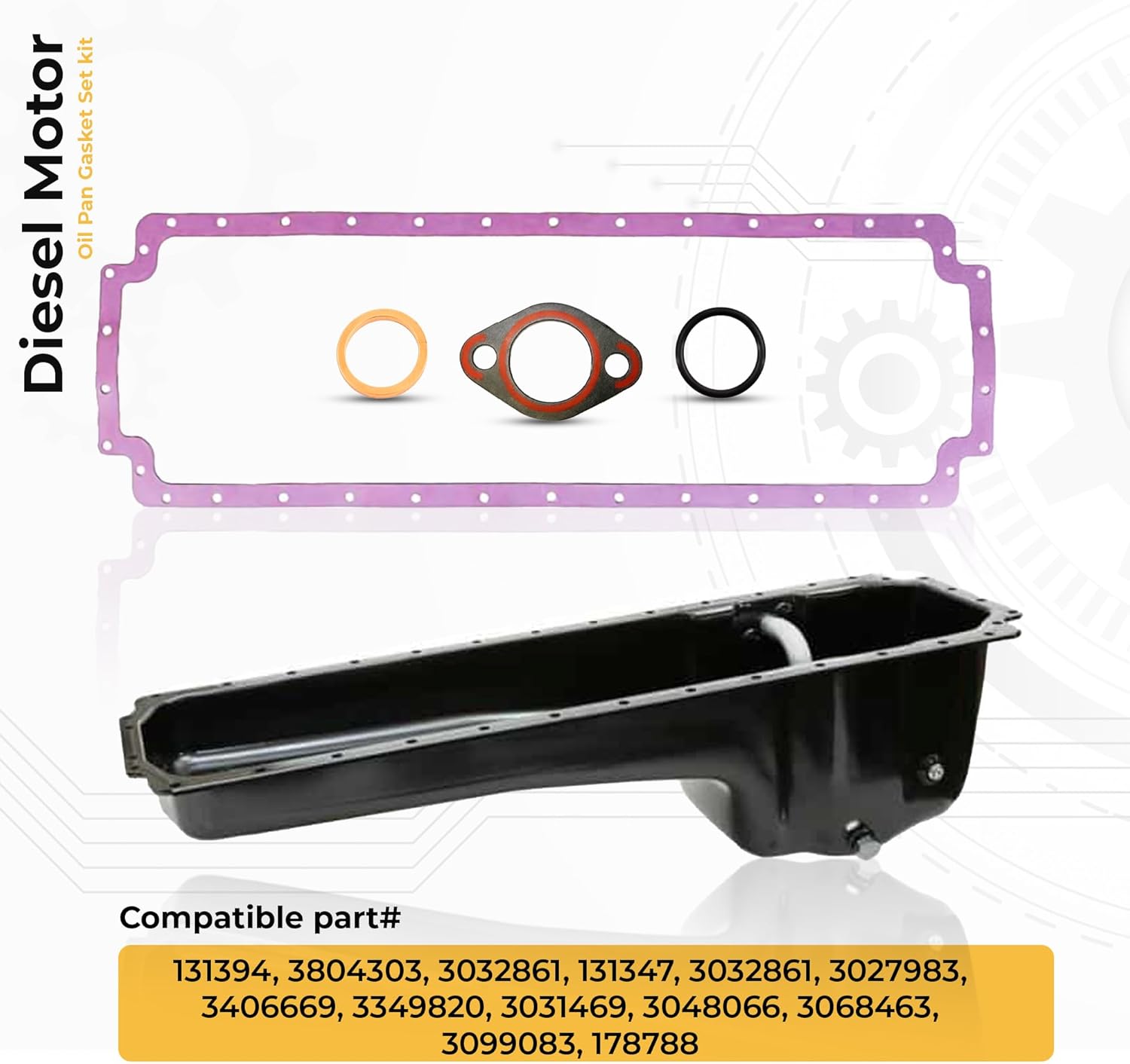 REDiesel 3804303 Oil Pan Gasket Set Kit for N14 Diesel Engine Applications – Heavy Duty Lower Pan Seal Kit – Oil Leak Repair Gasket Kit for Truck, Commercial & Industrial Use