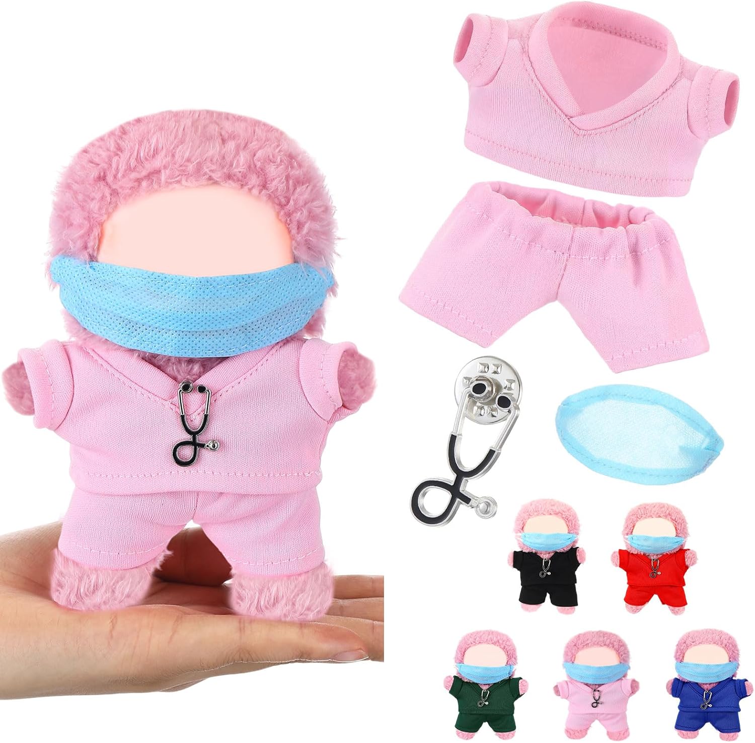 17cm Doll Clothes Doctor Nurse Scrubs Outfit Set for 17cm Dolls with Mini Mask Stethoscope Cute Nurse Uniform with Accessories Gift for DIY Dress-up Lovers & Collectors(Pink) - Amazon product rated Grade C