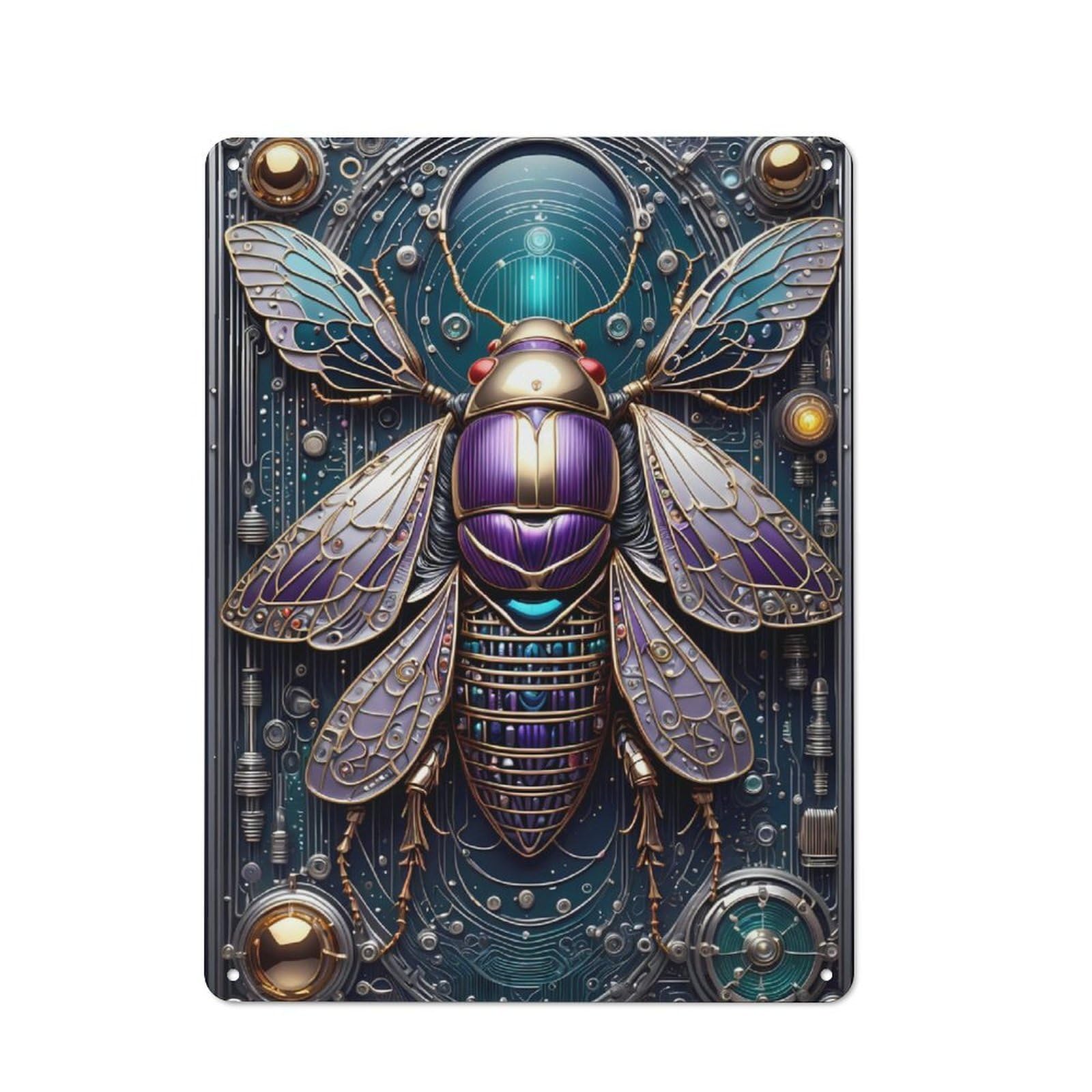 Junmoney Ethereal Steampunk Cicada Retro Tin Sign 40X30cm For Hobby Room Or Studio, New-Space Wall Decor For Creative Interior Collectors