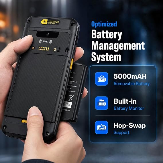 Vanquisher Flaghship 5G Enterprise Mobile Data Terminal Upgradable Android Barcode Scanner, 6GB RAM +128GB ROM, 6 Touchscreen, Zebra SE4710 Scan Engine, NFC, 16MP Camera, WiFi & 5G