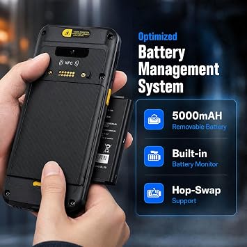 Vanquisher Flaghship 5G Enterprise Mobile Data Terminal Upgradable Android Barcode Scanner, 6GB RAM +128GB ROM, 6 Touchscreen, Zebra SE4710 Scan Engine, NFC, 16MP Camera, WiFi & 5G