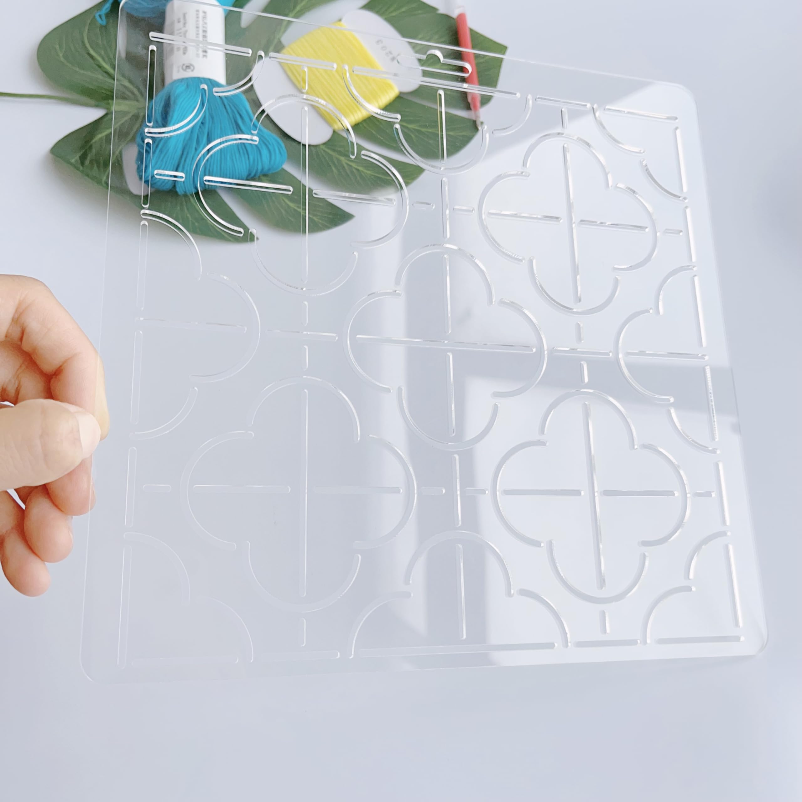 Acrylic Sashiko Stencil, Embroidery Pattern, Quilting Stencil, Classic Flower Pattern