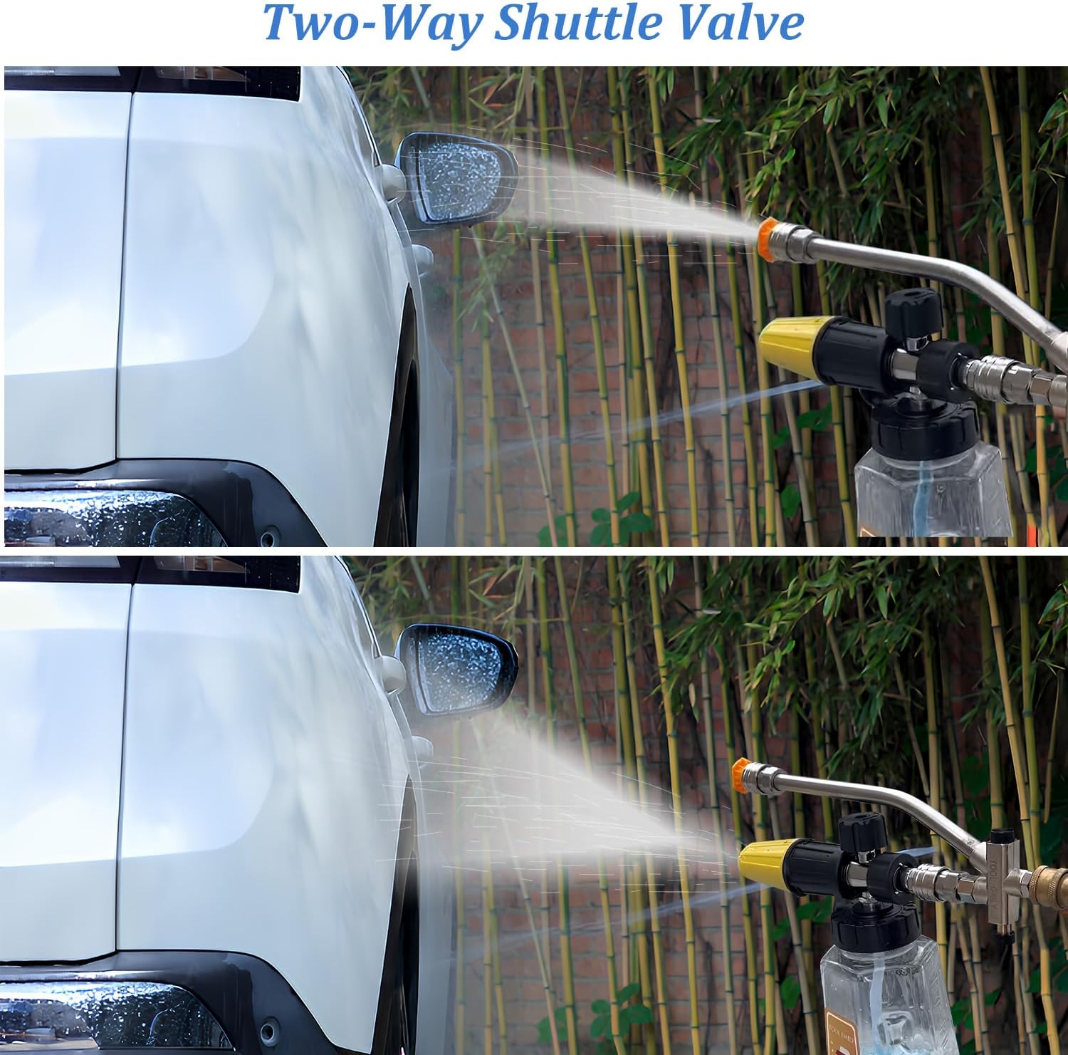 Foam Cannon Dual-Connector Accessory, Pressure Washer Double Tip Attachment for Soap Cannon, with 1/4" Quick Connect, Pressure Washer Accessories for Car Wash, 5 Pressure Washer Sprayer Nozzles