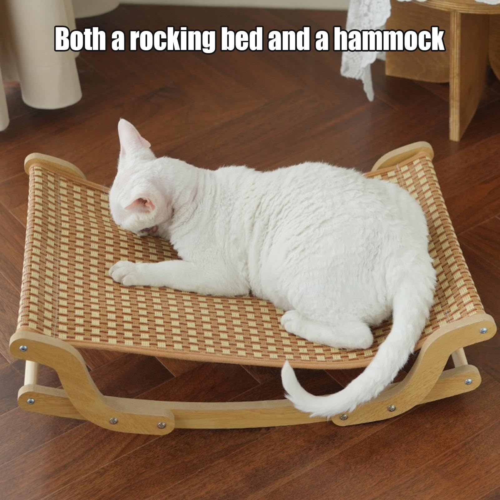 Hamaca para gatos – 54,5 x 36,3 x 15,5 cm, refrescante sofá balancín de sisal para mascotas | sala de estar, balcón, jardín, viajes, ventana de juego, al aire libre, hogar, apartamento, caliente