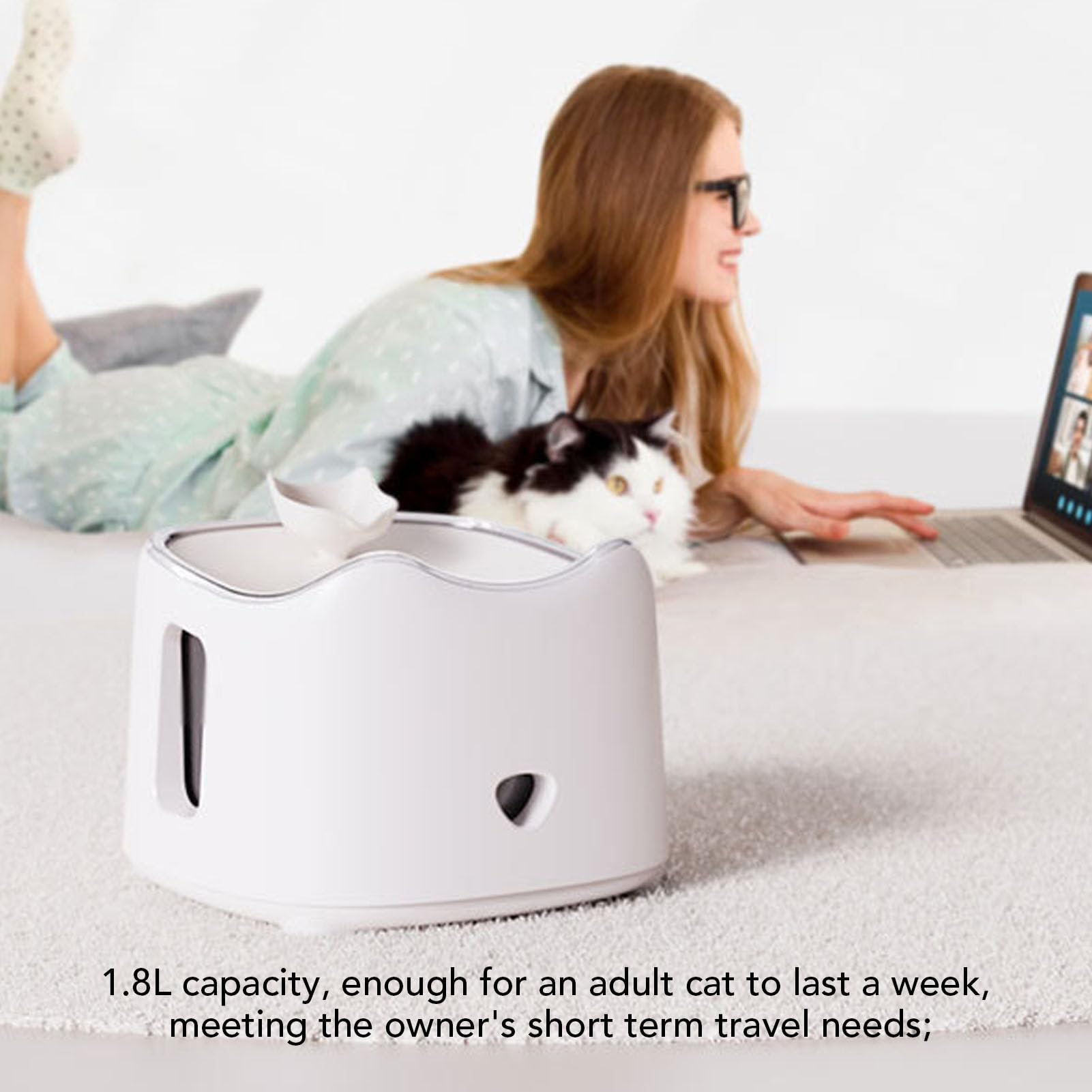 Fuente de Agua Solar para Mascotas para Gatos y Perros, Fuente Automática Ultra Silenciosa de 1,8 L con Panel Solar, Silicio Monocristalino + ABS, Dispensador de Agua para Mascotas para