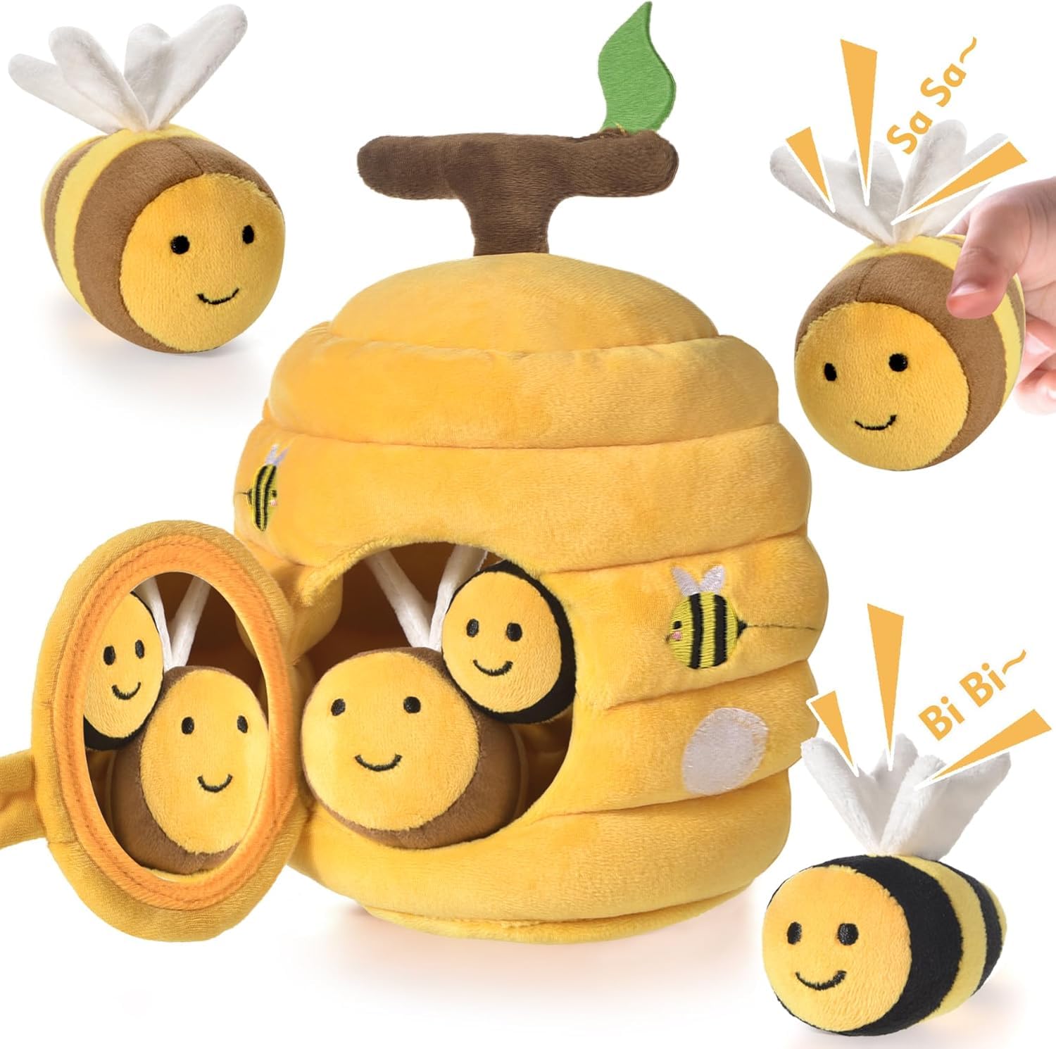 VORENUS Baby Toys 6-12 Months, Soft Beehive with 5 Stuffed Bees, Crinkle, Rattle, Mirror, Montessori Toys for One Year Old Birthday Gift, Babies Sensory Balls for 12-18 Month Baby