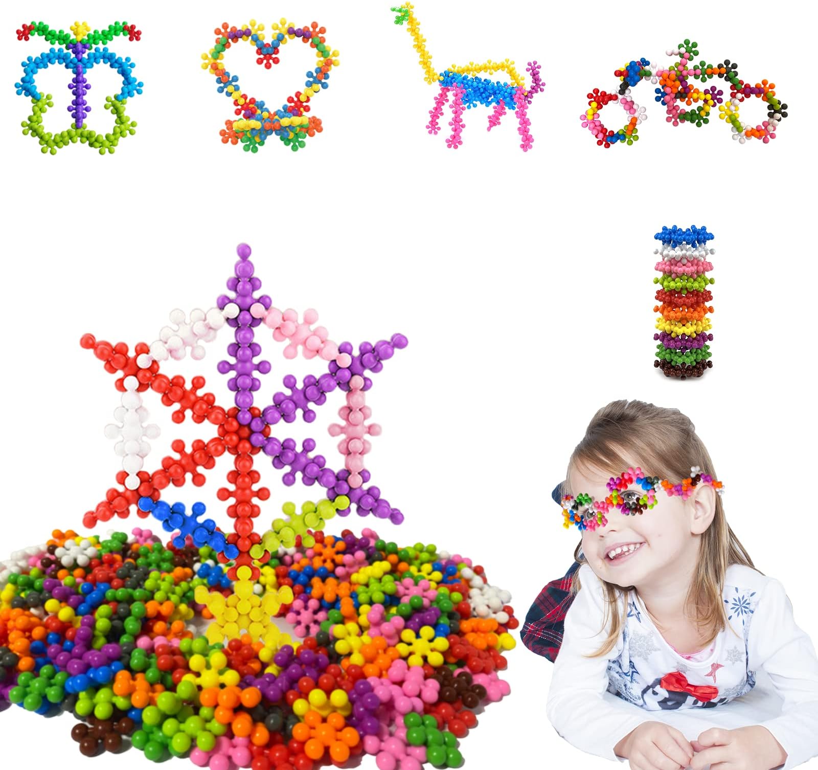 200 Pieces Bristle Snowflake Interlocking Building Blocks Creative Preschool Gears Stem Toys for Kids Ages 4-8 Educational Learning Building Toys Plastic Disc Set for Boys And Girls Toddlers 3+