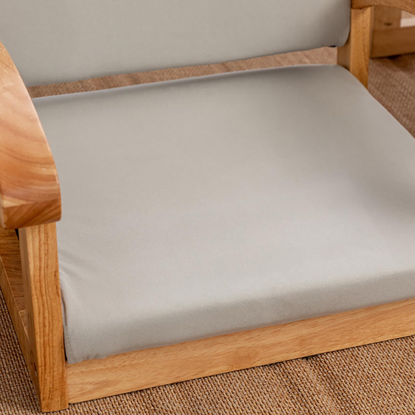 Chaise de Sol en Bois avec Dossier et accoudoirs,Chaise Tatami Japonaise sans Pieds avec Coussin,Chaise Basse Vintage pour Balcon,Salon,Chambre(Wood, Gray)