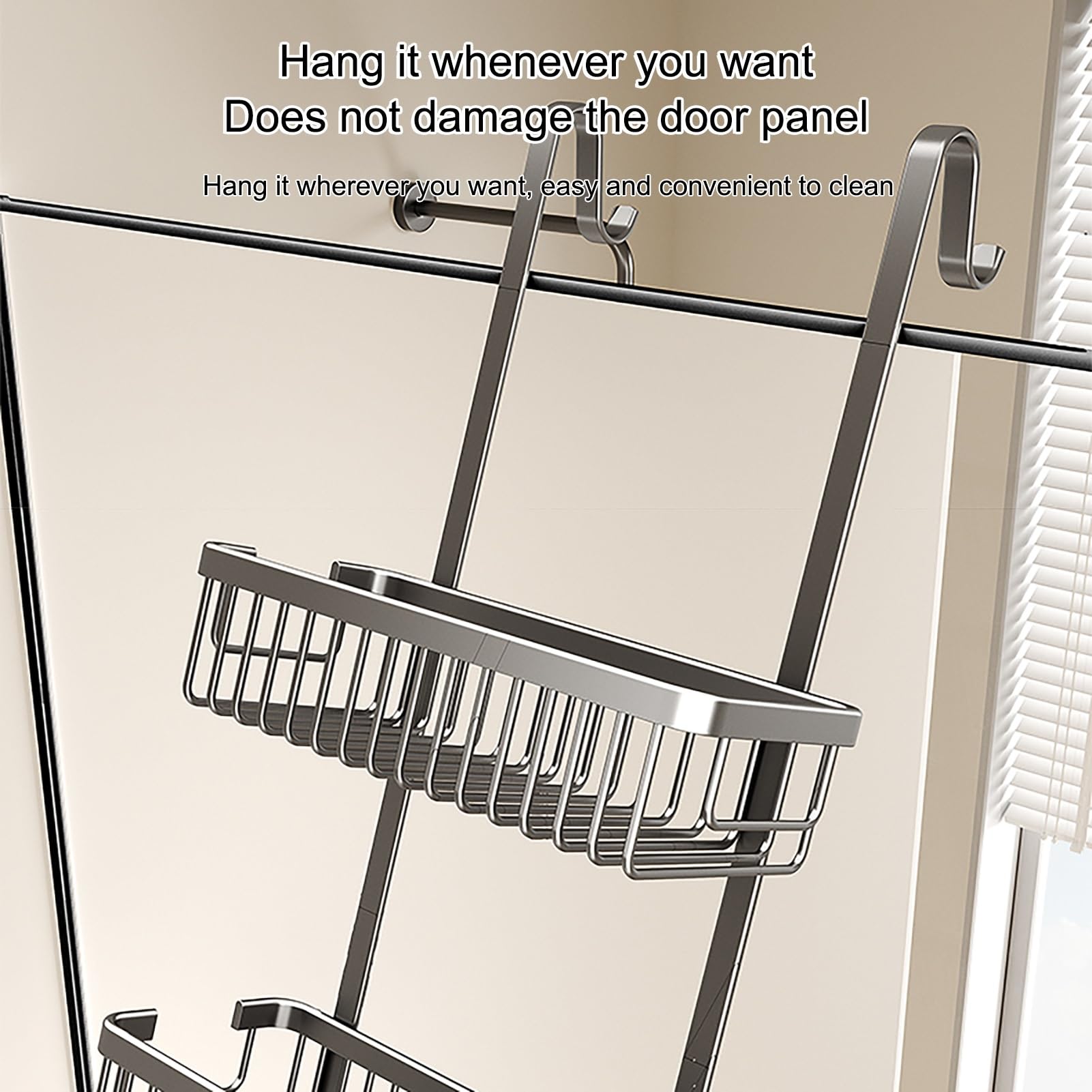 JHDXL 2-Tier Bathroom Shelf, Over The Door Organizer Storage, Hanging Door Organizer, Unit Metal Storage Rack, Ideal for Bathroom, Kitchen, Laundry, Storage, Organization(Gray,30cm/12in)