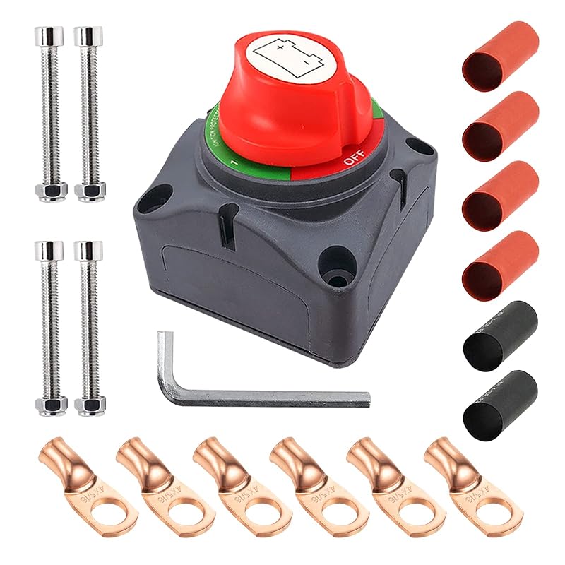Chave Seletora e Desconector de Bateria Ampper 1-2-Both-Off 12–48 V para 2 Baterias – Kit