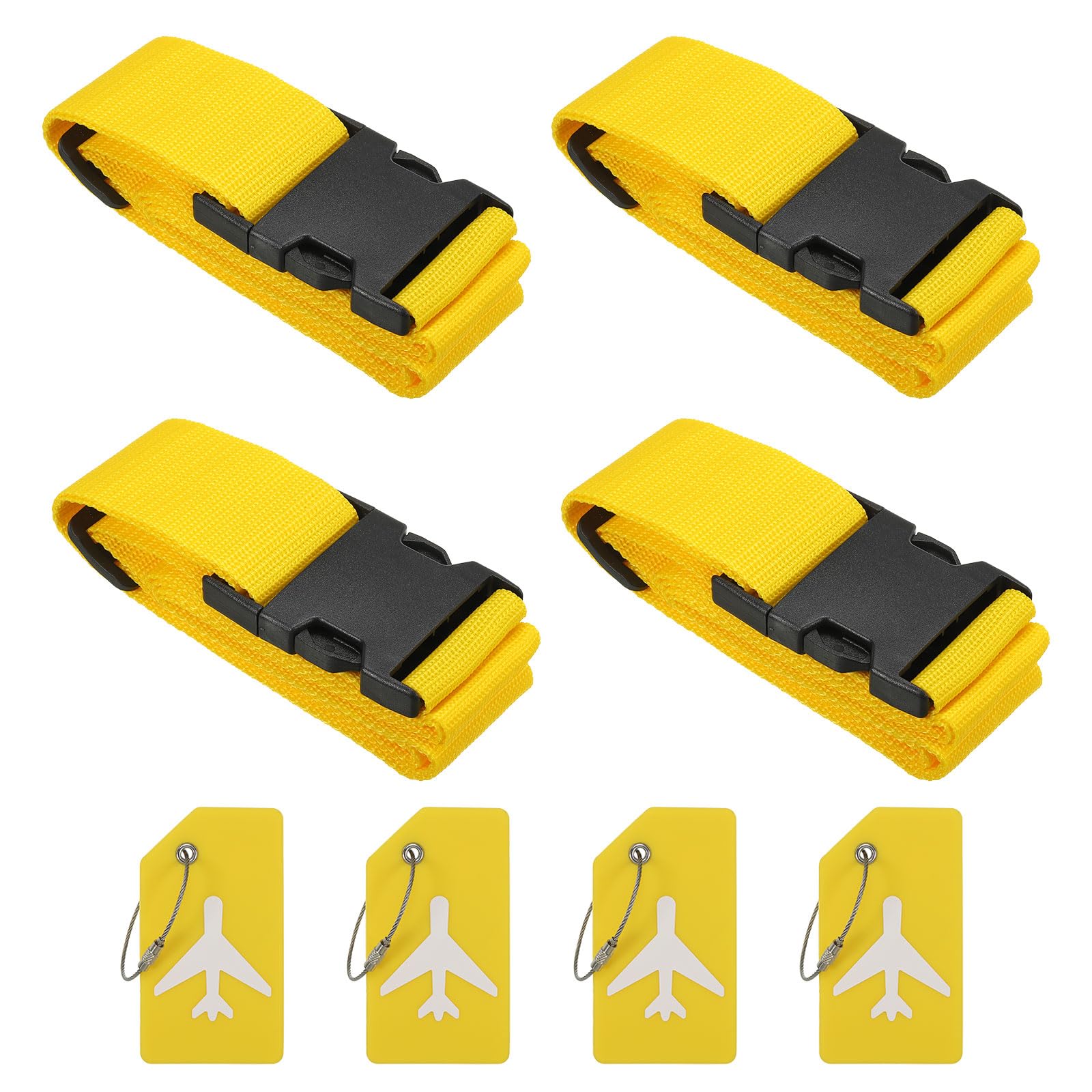 PATIKIL 4 Set Cinghia Bagagli 78"x2" Cintura Regolabile Valigia Giallo
