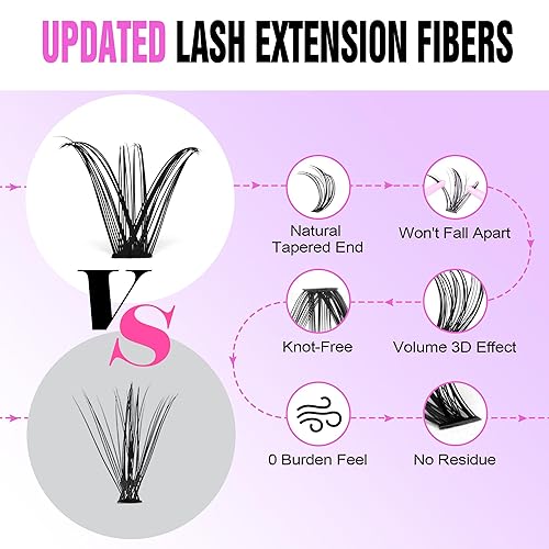 Miniatura 57 de Pawotence Extensiones de pestañas en racimo naturales 30D de 0.315-0.59 pulgadas, pestañas individuales en racimo de 280 extensiones de pestañas