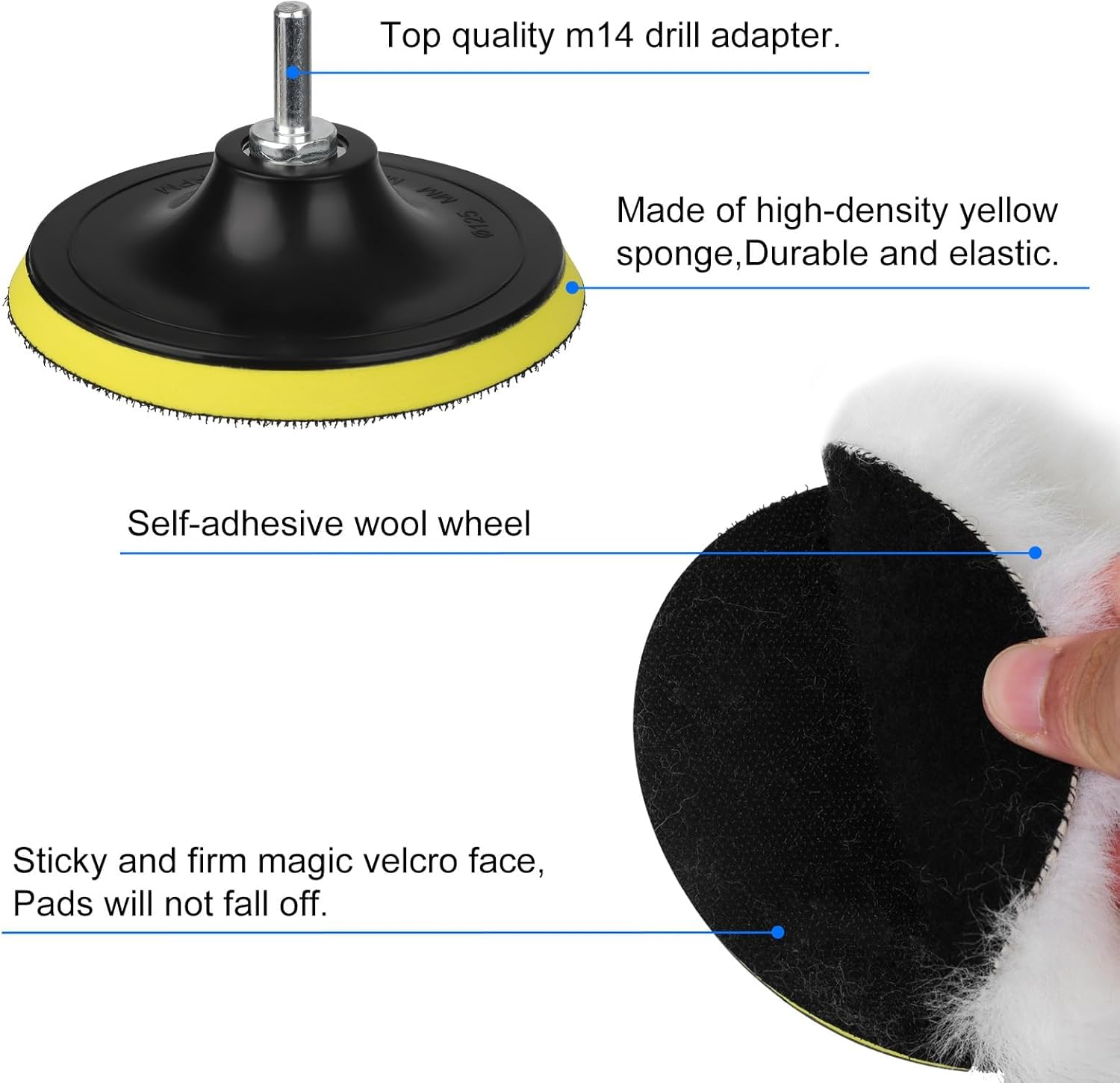 Linkstyle 11PCS 5in Wool Polishing Buffing Pad Kit, Car Polishing Kit for Drill Buffer Attachment with M14 Drill Adapter