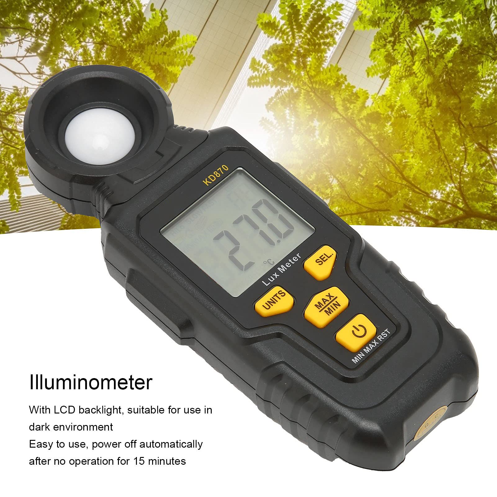 Illuminometro multifunzione LCD Misuratore digitale portatile di illuminamento Misuratore ambientale automatico con luxmetro Misuratore di luce Conservazione dei dati per ambienti