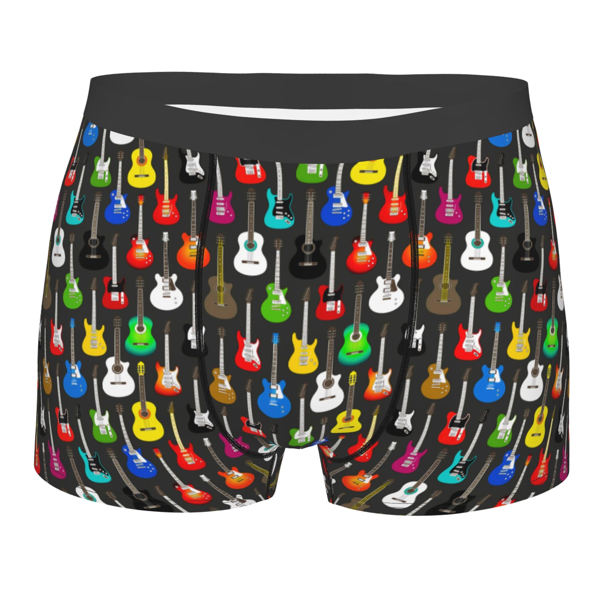 peiyeety Colorful Guitars Music Theme Colorful Guitars Music Mens Boxer Briefs Sport Underwear Pouch Support Boxer Shorts Waistband Stretch Boxers Trunks M