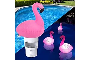 Solar-Powered Floating Flamingo Light Dispenses Your Pool Tablets