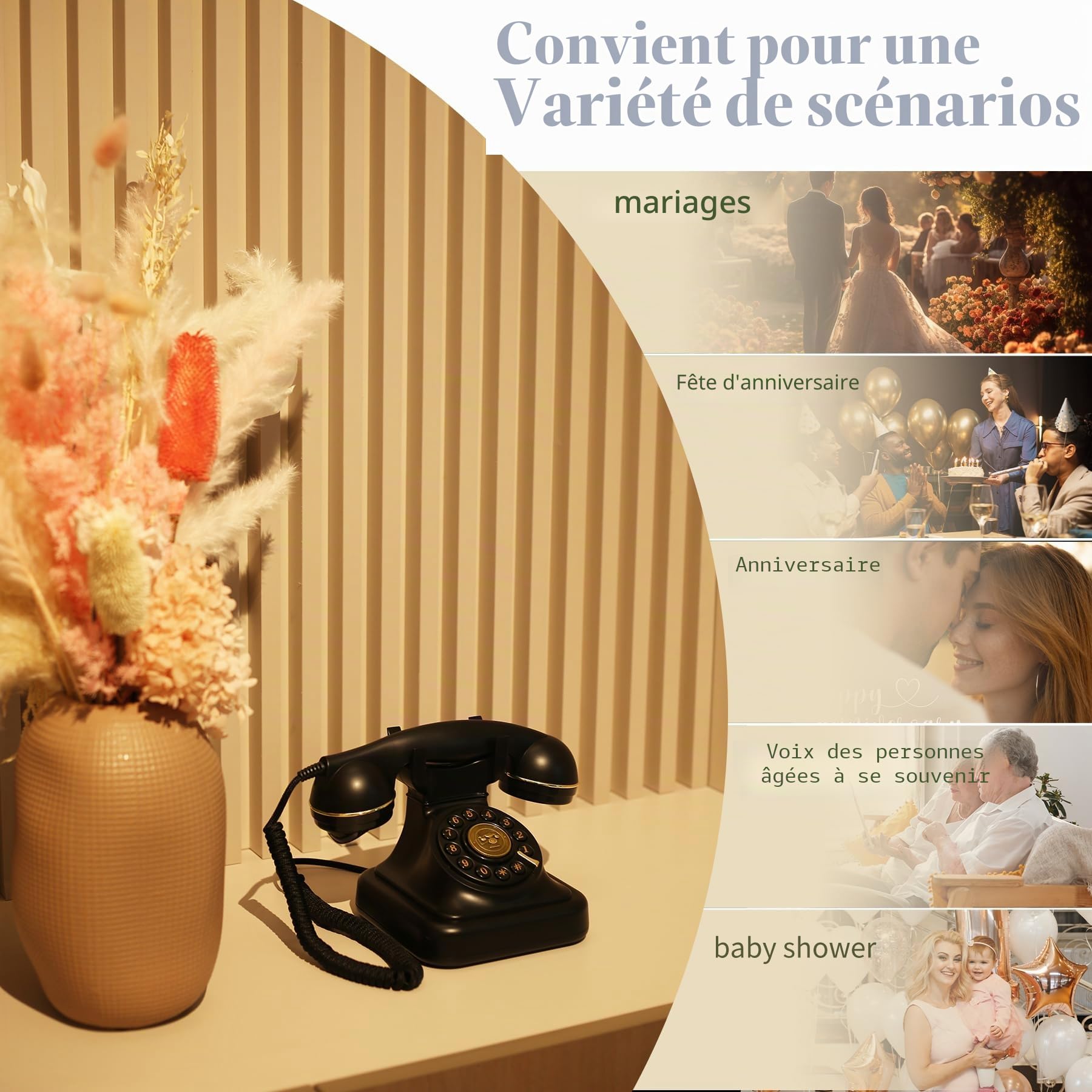 livre d'or audio avec lecture instantanée et volume réglable, idéal pour les mariages, les anniversaires de mariage et les fêtes d'anniversaire(Noir mat)