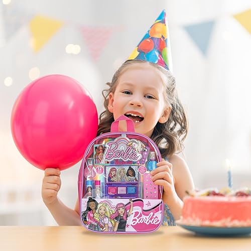 B0CGR5WMGS_image_2 Barbie - Juego de mochila rellena de maquillaje Townley Girl con 12 piezas, incluye bálsamo labial, esmalte de uñas, lima de uñas, lazos para el