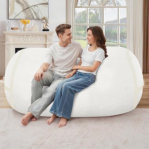 Miniatura 160 de HABUTWAY Puf gigante de 2 pies para adultos, con relleno de espuma viscoelástica, puf grande con funda de terciopelo holandés extraíble para sala de