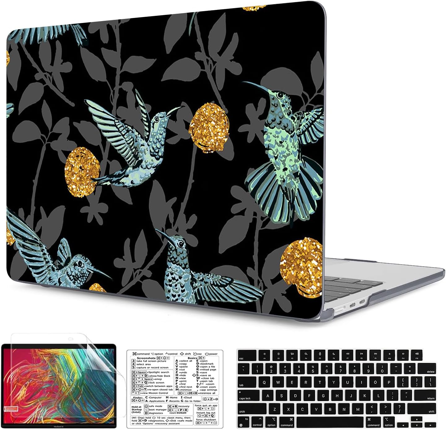 Compatible with MacBook Air 15 inch Case 2026 2025-2023 Release M5 A3448 M4 A3241 M3 A3114 M2 A2941 Plastic Shell Case with Keyboard Cover & Mac OS Keyboard Sticker (Hummingbird)