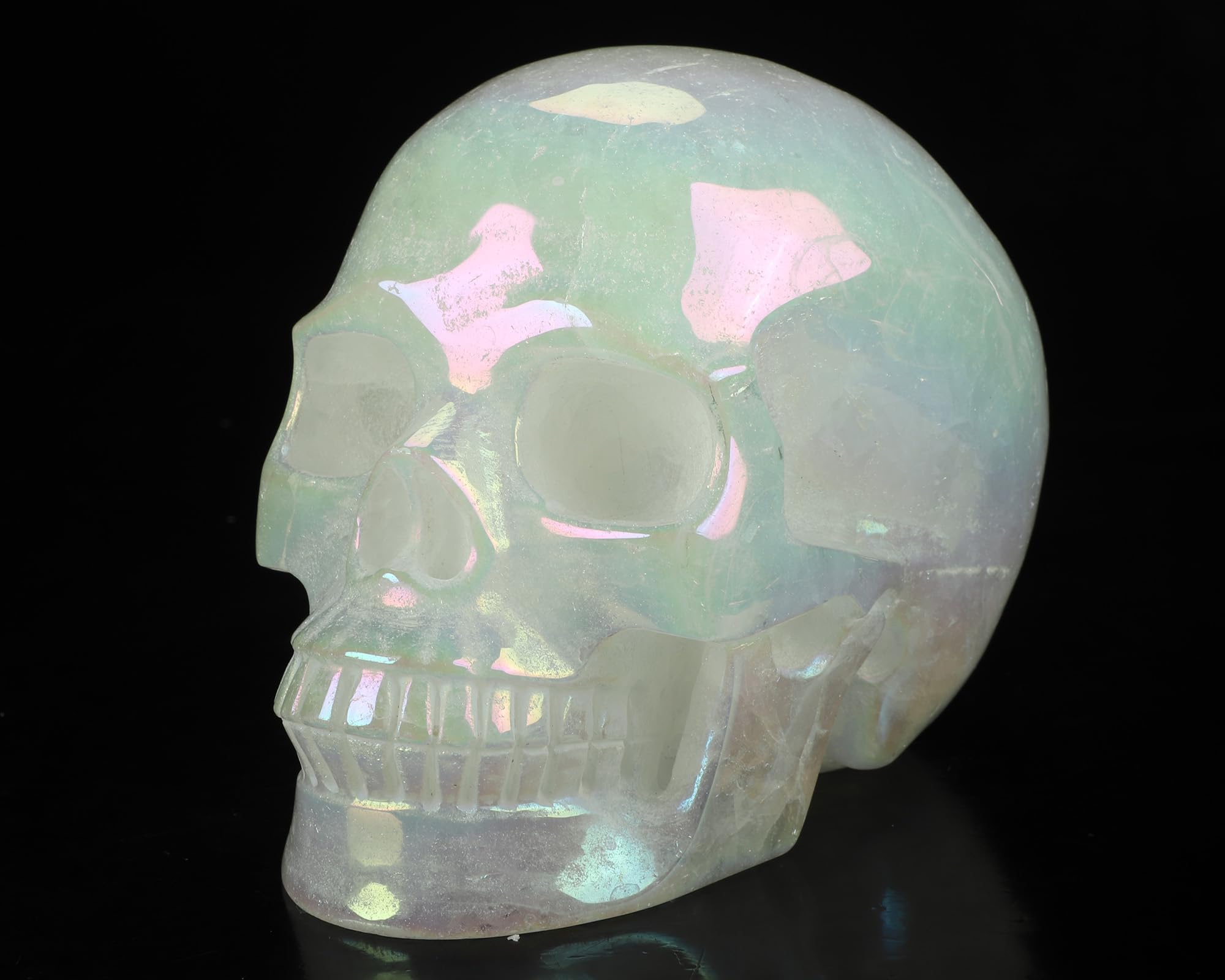 Crâne en cristal de roche lithothérapie, statue pierre de guérison Reiki 12cm