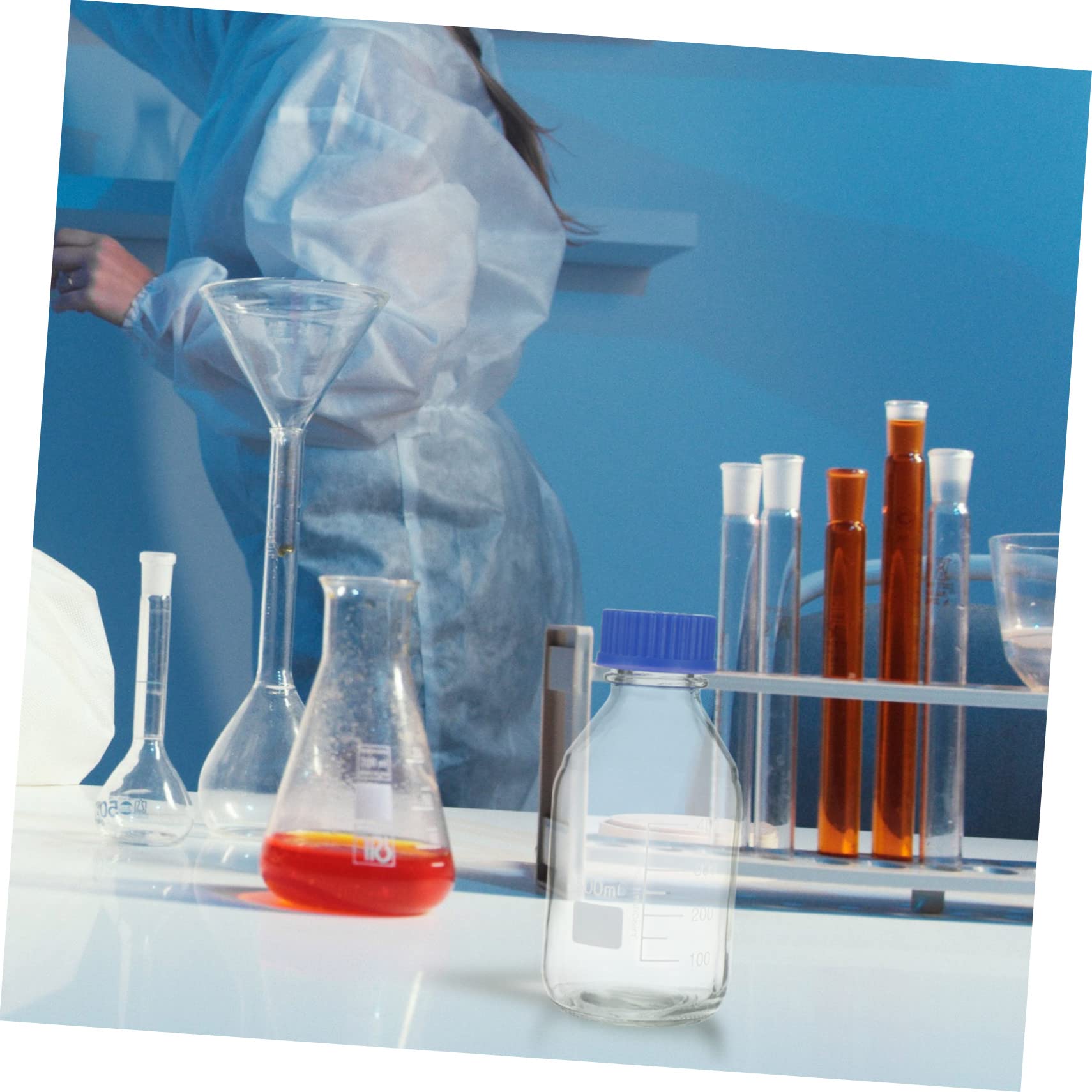 2piezas Botella Reactivo Químico Vidrio Sellado Laboratorio Material Duradero Clara Almacenamiento Fácil