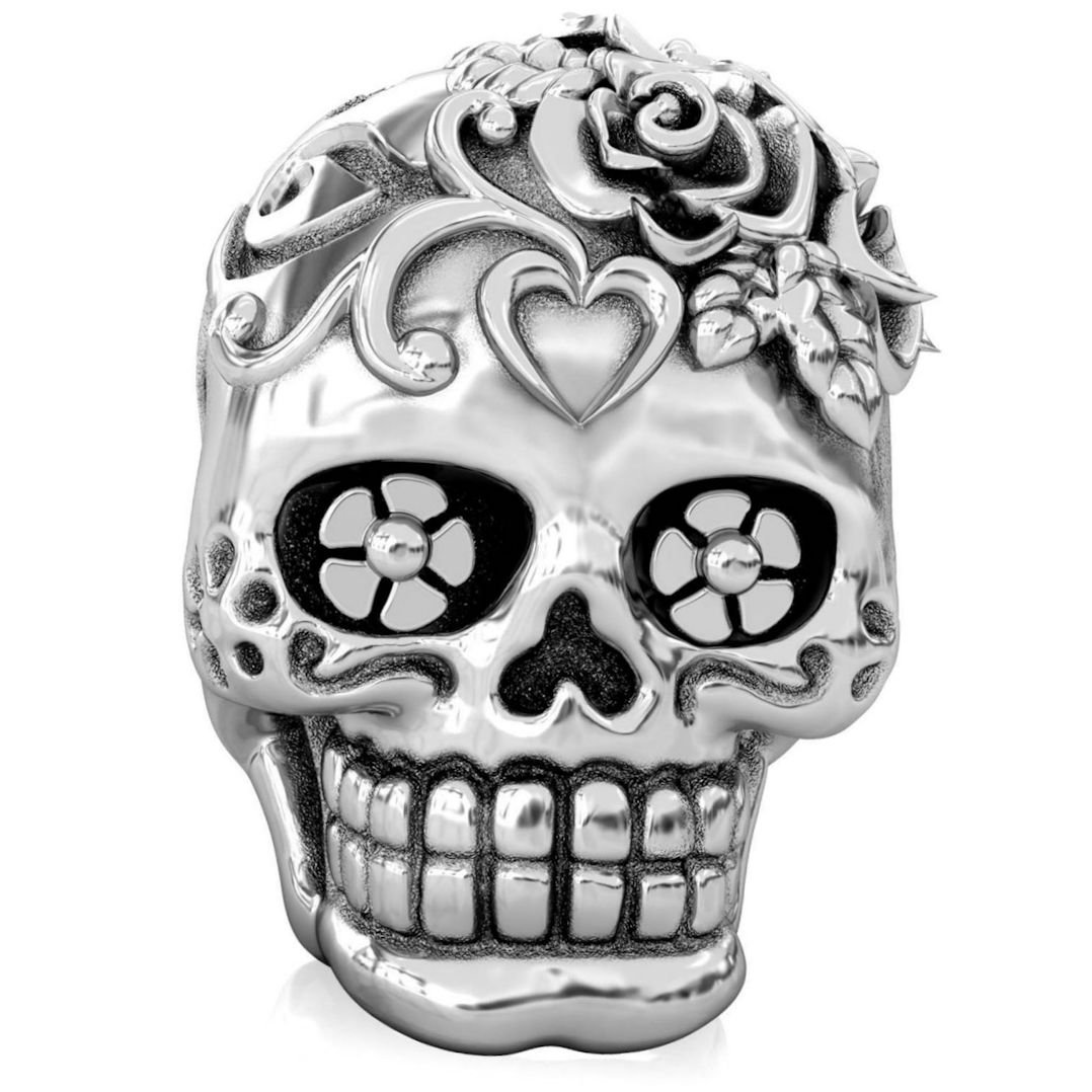 Authentic Bella Fascini Loving Heart Skull Bead Charm Dia De