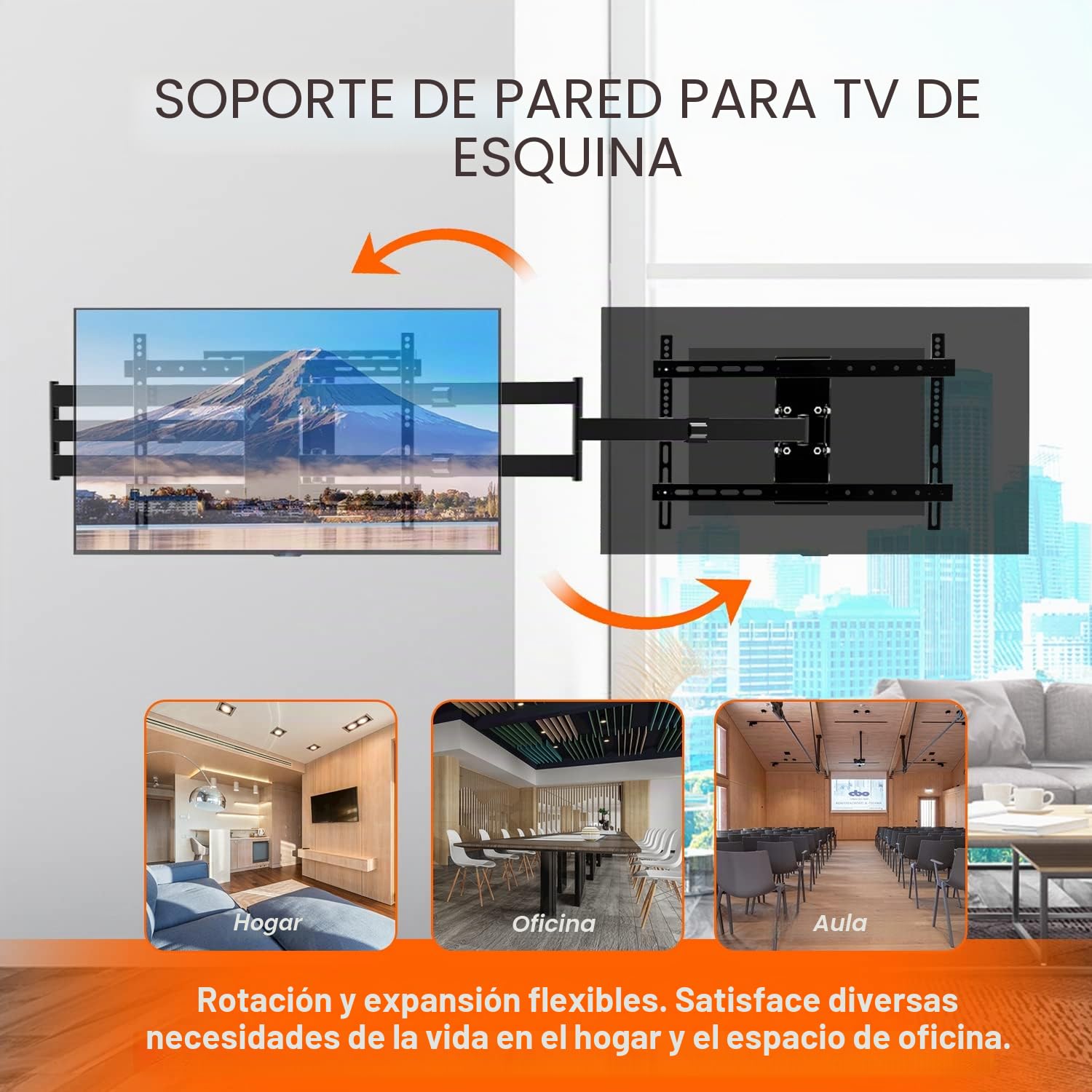Soporte TV Pared 120 cm Extralargo Brazo para Pantallas de 37-75 Pulgadas | Soporte TV Inclinable y Giratorio 90°, MAX VESA 600x400mm, máx 45KG