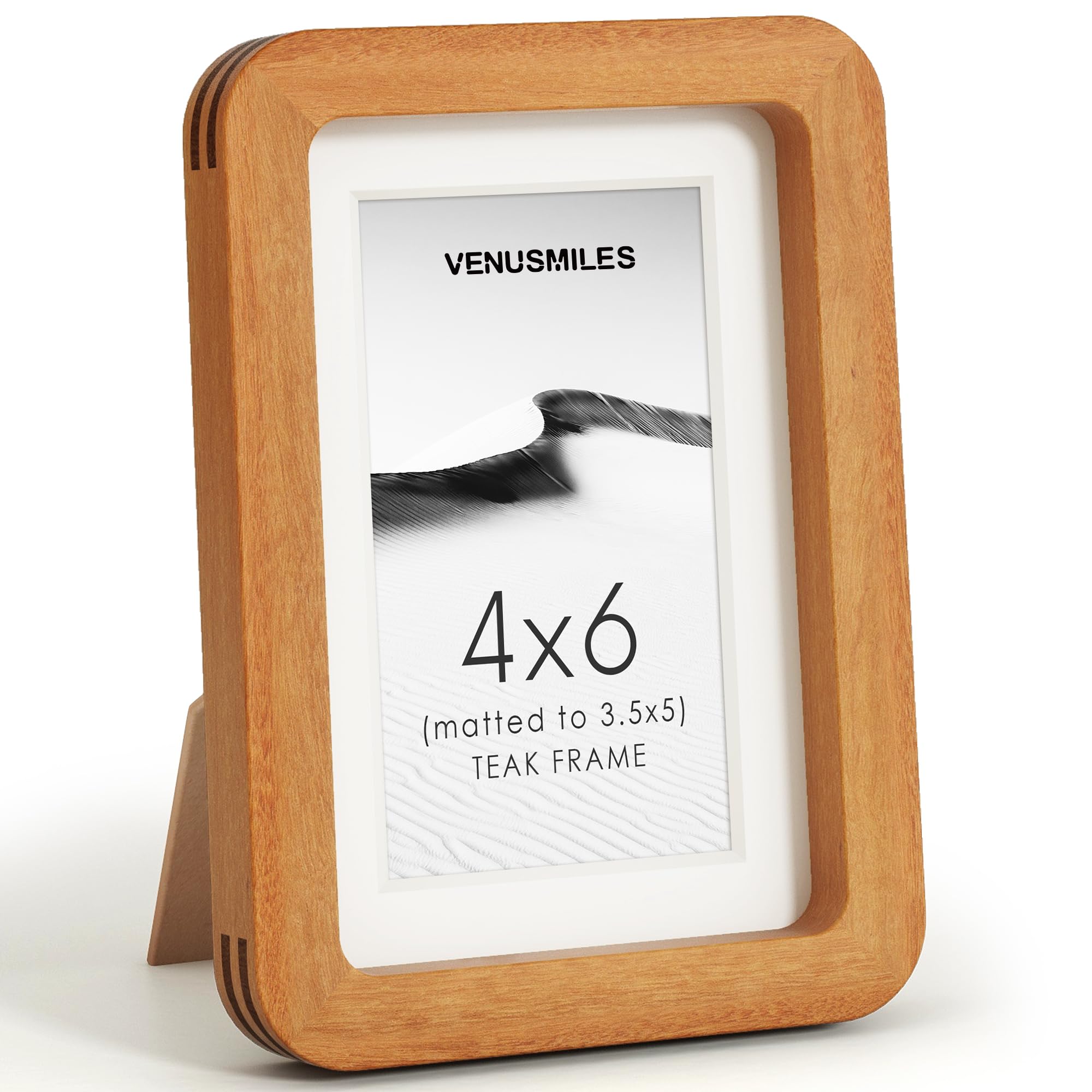 4x6 Picture Frame, USA-Sourced Natural Teak Wood Photo Collage Frame