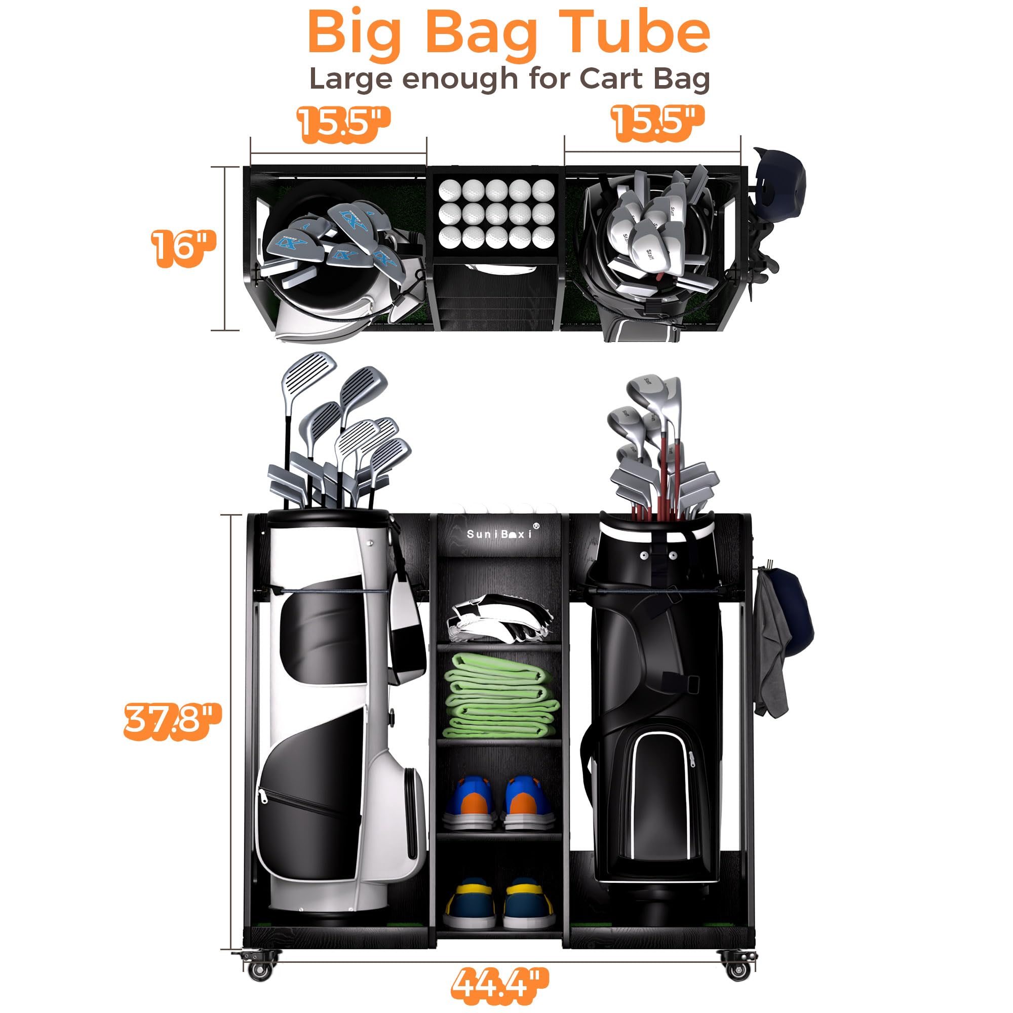 Amazon.co.jp: ゴルフバッグオーガナイザー 2バッグ収納用 - 木製