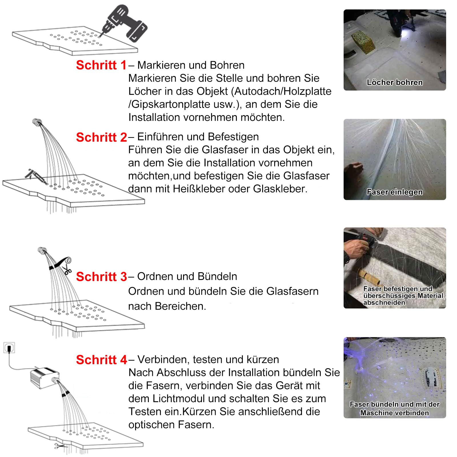 16W Sternenlicht für Auto:500pcs*2m Glasfaser Stern Decken Set App-Fernbedienung Musik Geräuschgesteuerte Synchronisierung Ding Room Jungen Mädchen Geschenk