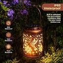 KNH MART Solar Lantern Outdoor Hummingbird Decorative Solar Lights Waterproof Metal Hanging Lantern LED Solar Garden Light Vintage Solar Lamp Metal Lantern Hummingbird Design - A3 gallery image