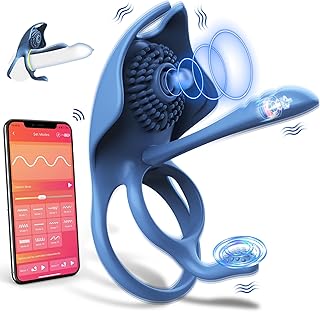 Vibrating Cock Ring Sex Toys - RIDMII 4 in 1 Vibrating Penis Ring with 10 Vibration, Couples Sex Toys with APP Control, Silicone Adult Toy for Male Sex Toy for Couples, Adult Sex Toys for Couples