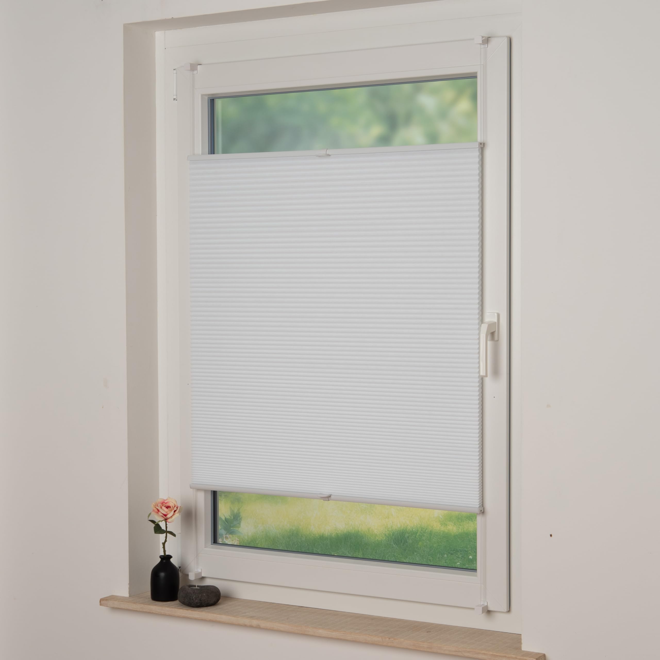 Liedeco® Wabenplissee – Tageslichtqualität, Blickdicht, Klemmträger-Montage ohne Bohren, Breite: 75 cm/Höhe: 130 cm, weiß