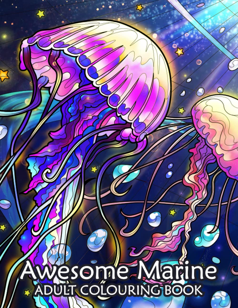 Awesome Marine - Adult Coloring Book | 40 beautiful marine scenes | Mindfulness and Anti-Stress Coloring (Anxiety Coloring Book) (Awesome Coloring ... | Coloring Books for Adults Relaxation)