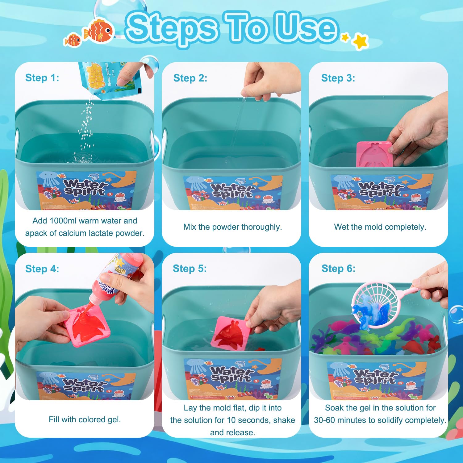 Banero 51 PCS Magic Water Elf Kit, Water Gel Kit for Kids with 14 Colors & 24 Molds, Aqua Fairy Water Gel Kit DIY Toys - Image 3