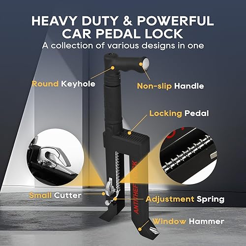 Miniatura 6 de Cerradura de pedal de freno, dispositivo antirrobo para automóvil, bloqueo multifuncional para automóvil, cerraduras de embrague de freno de