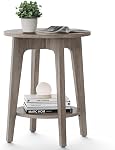 VASAGLE MAEZO Collection - Table latérale, 2-Tier Table ronde, Table de chevet avec jambes tachées, Transitions courbes, pour les petits espaces, Salon, Chambre à coucher, Noyer rustique ULET283T41