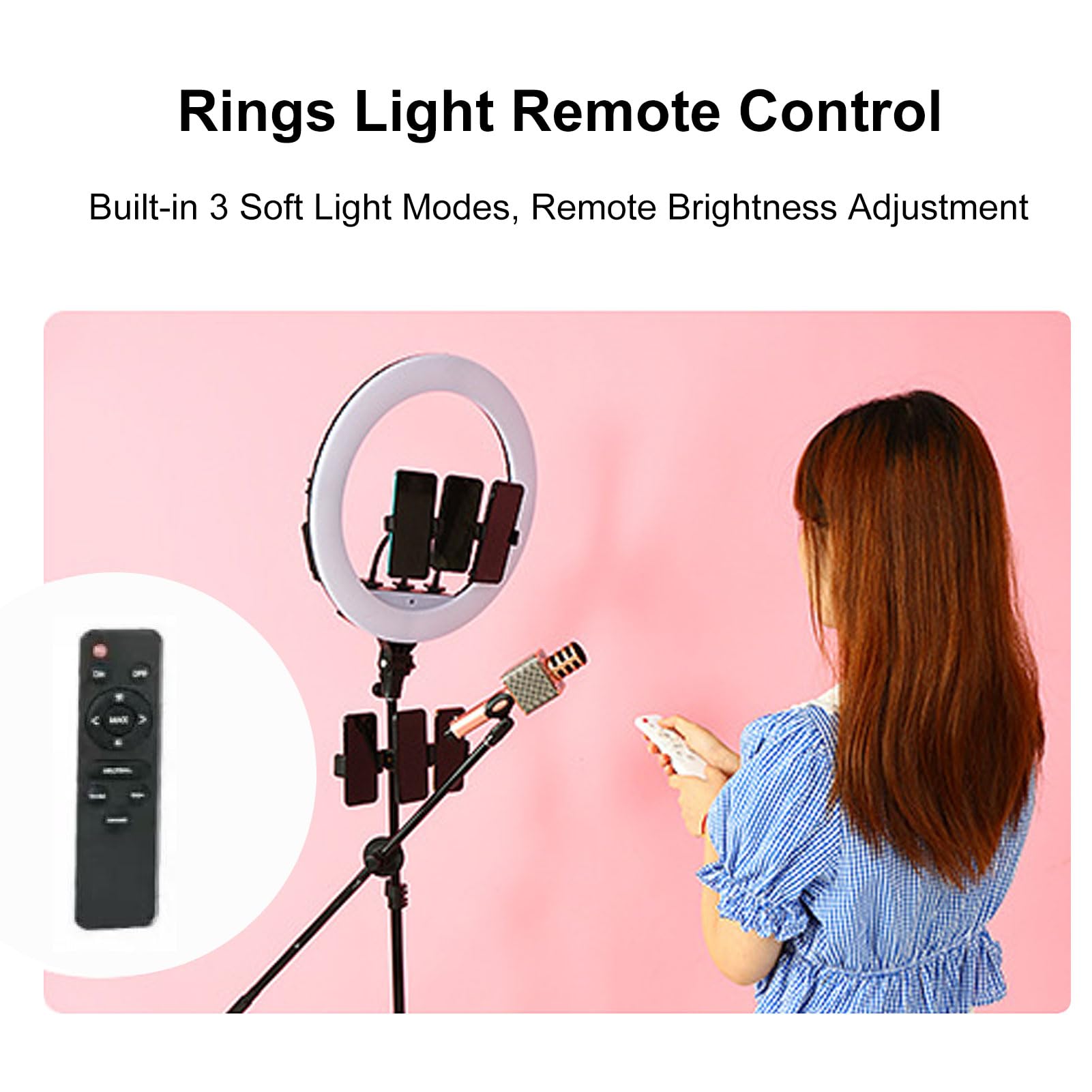 Fockety Anello Luminoso da 18 Pollici, Kit di Luci per Anelli Selfie a LED Bicolore con Supporto per Telefono e Telecomando per Selfie, Illuminazione Continua da Studio 3200K-5500K per