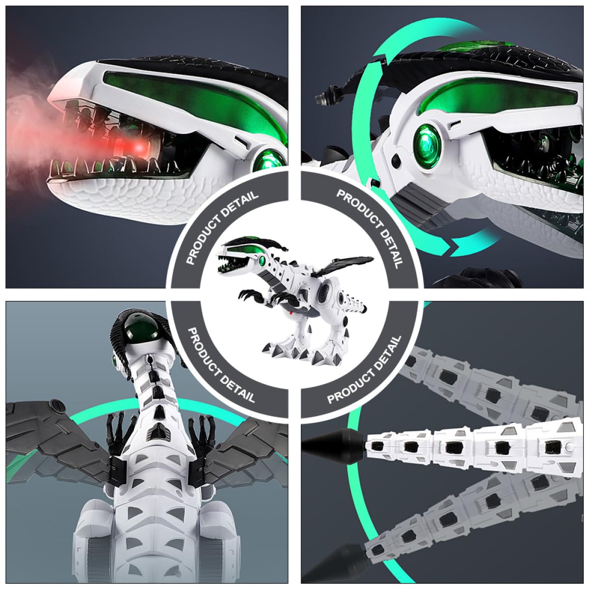 TOYANDONA Dinosauro Elettrico Telecomandato Nebulizzazione e Animazione per Scrivania Decorativo Creativo per Ragazzi e Ragazze da Collezione in Camera o Ufficio