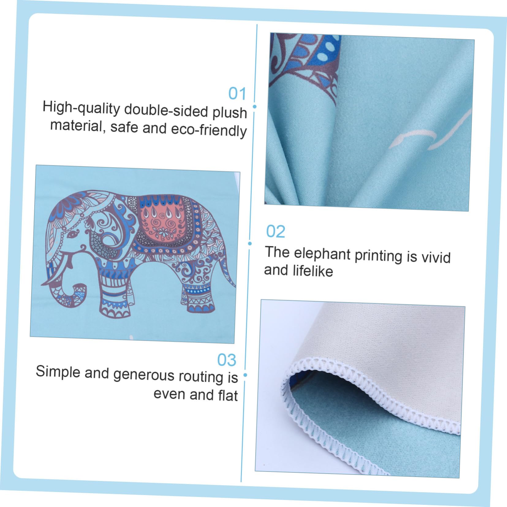 Tappeto Yoga Antiscivolo Doppia Faccia in Peluche Stampato Blu