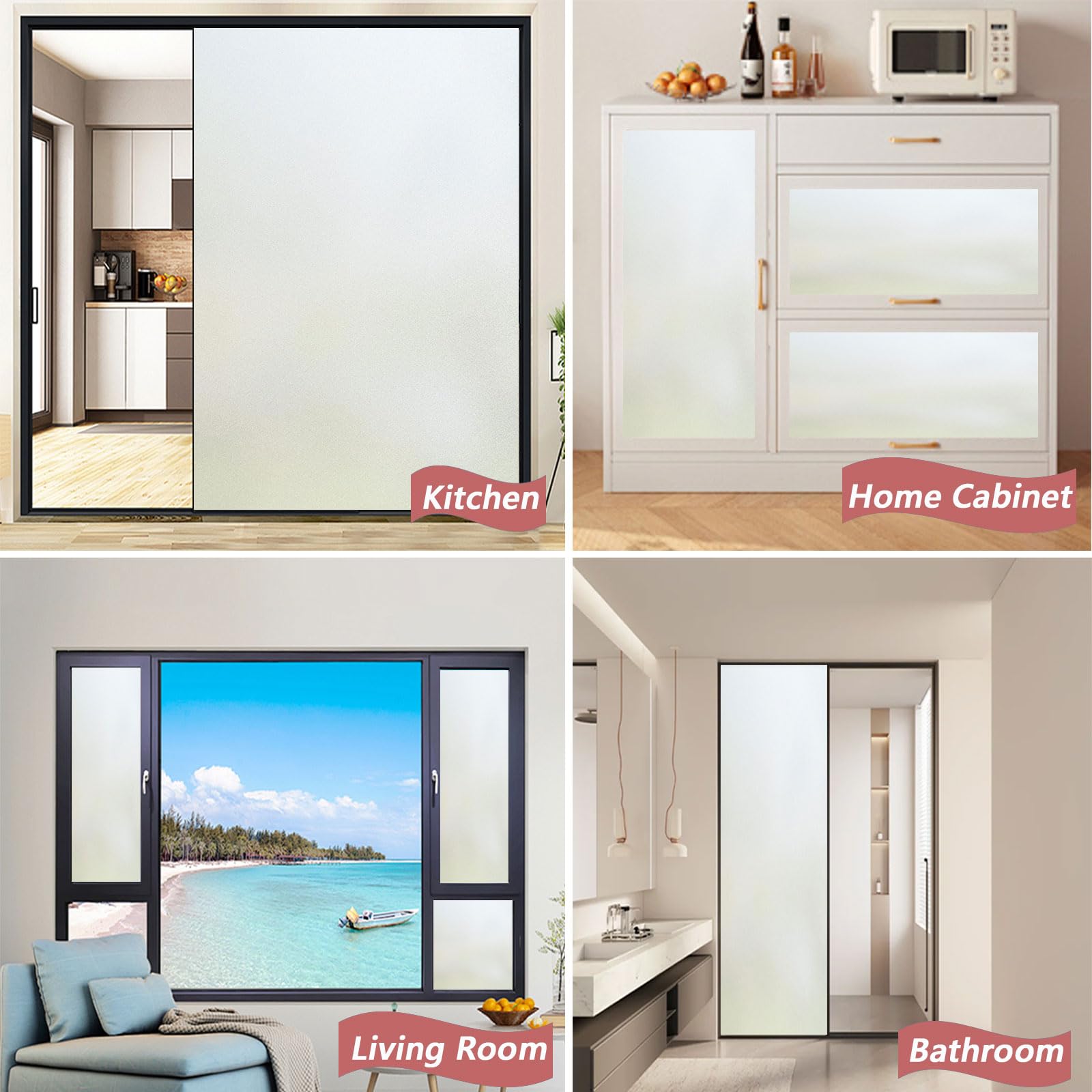 Film Fenetre Anti Regard 100 x 380 cm Opaque Protection Anti Regard et UV Film Occultant Fenêtre, Fenetre pour Bureau Chambre Cuisine, Mat Pur