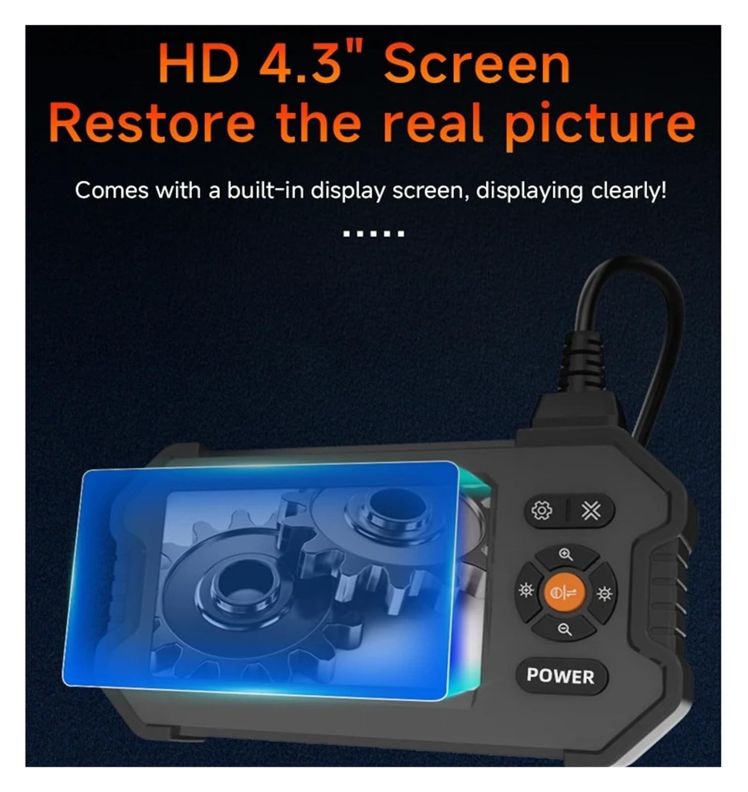 Endoskop z dwoma obiektywami 8 mm, endoskopia z 9 diodami LED z haczykiem, 4,3-calowy ekran HD 1080 P Boroskop do inspekcji rur typu c IP67 Wodoodporny Widok szerokokątny