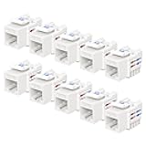 Cable Matters [UL Listed] 10-Pack 10Gbps Cat6 Keystone Jacks, RJ45 Keystone Jack, Ethernet Modular Jack in White for Patch Panel and Wall Plate