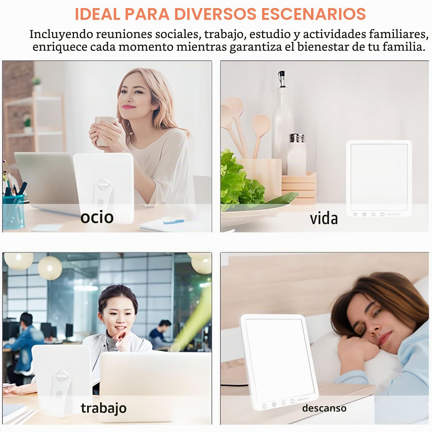 Lámpara de Luminoterapia, 15000lux Lámpara de Luz Diurna, Lámparas Fisioterapia de Luz Solar, Portable Light Fototerapéutica Sin UV con 6 Temporizador 3 Temperaturas de Color, para Oficinas y Hogares