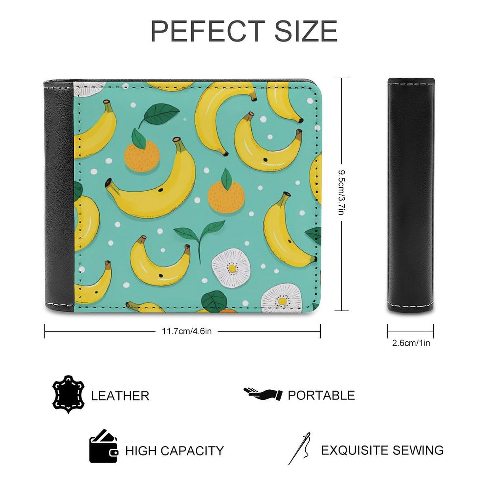 Bananas Tangerine Funny Billfold Wallet Credit Card Holder Slim Passcase Pouch Purse for Men Women