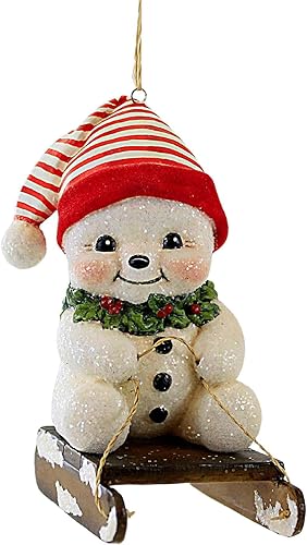 Bethany Lowe Figura de muñeco de nieve Down The Slopes