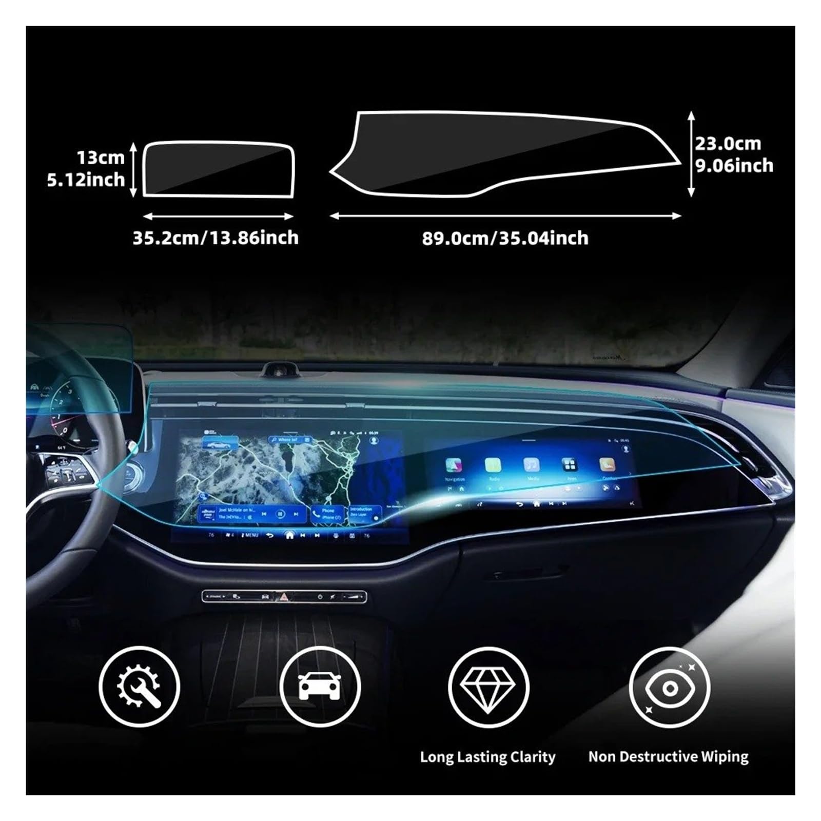 Navigations-Displayschutz Für Benz E-Klasse W214 Auto Center Konsole GPS Navigation Screen Schutz Display Gehärtetes Glas Film(Screen)