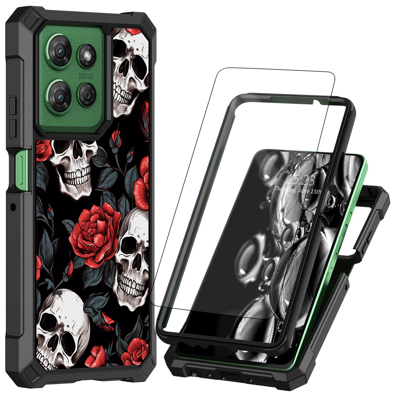 ACWDMKH for Motorola Moto G 5G 2025 Case with Screen Protector [Tempered Glass] Rugged Dual Layer Protection Shockproof Corner Silicone Bumper Phone