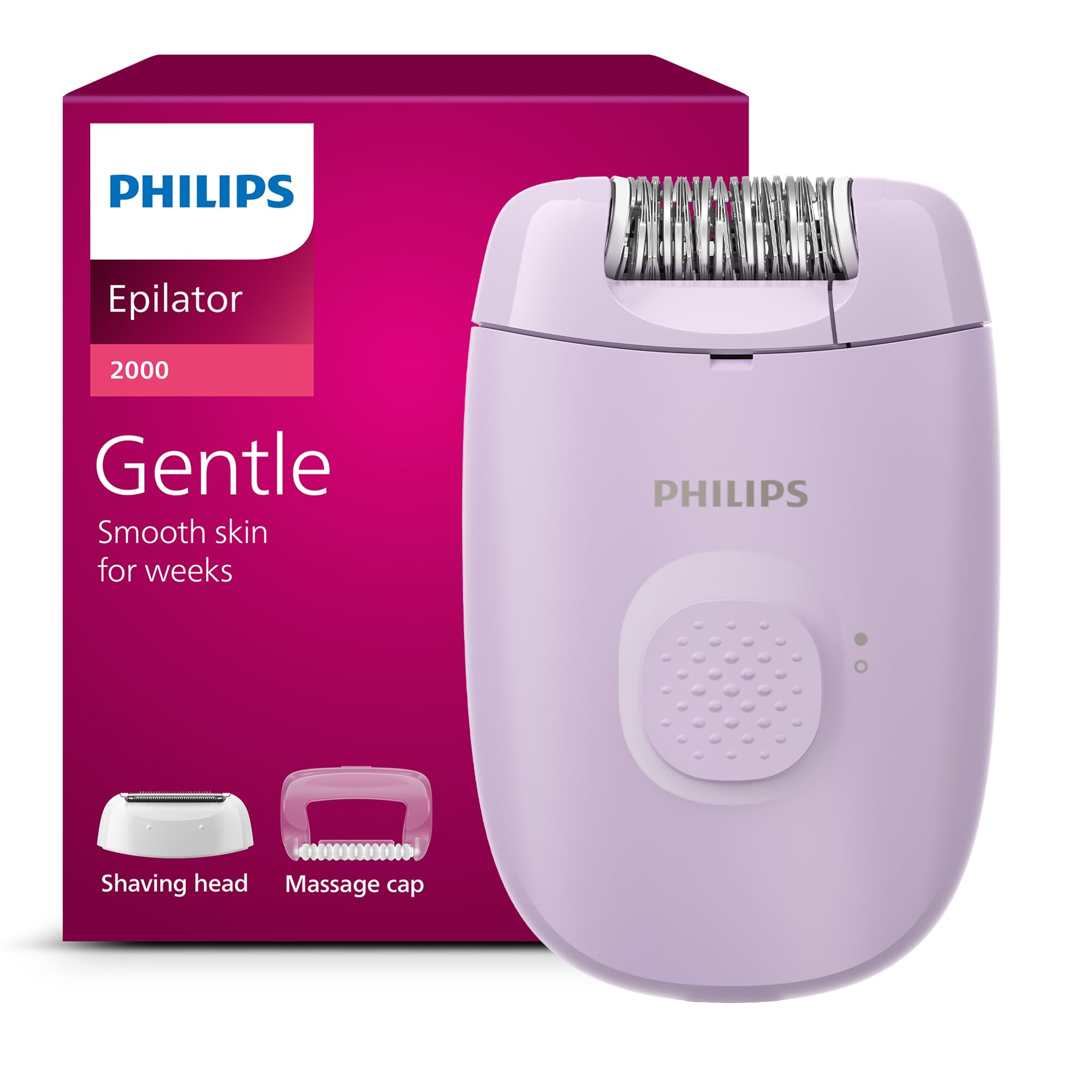 Philips Epilierer Series 2000, kabelgebundener Epilierer für Körper und empfindliche Bereiche, epilieren und rasieren, Haarentferner für Damen, Modell BRE237/00